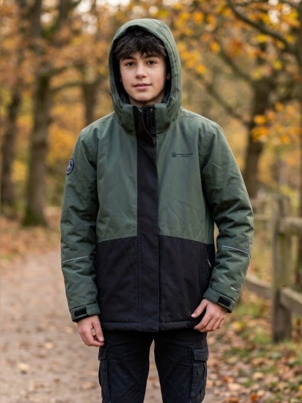 Boys Stormpack Two-Tone Green & Black Winter Jacket Size 14